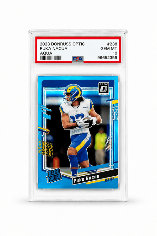 2023 Panini Donruss Optic Rated Rookie Puka Nacua Aqua Prizm /299 PSA 10 - Trading Cards Premium México | SULTANCARDS